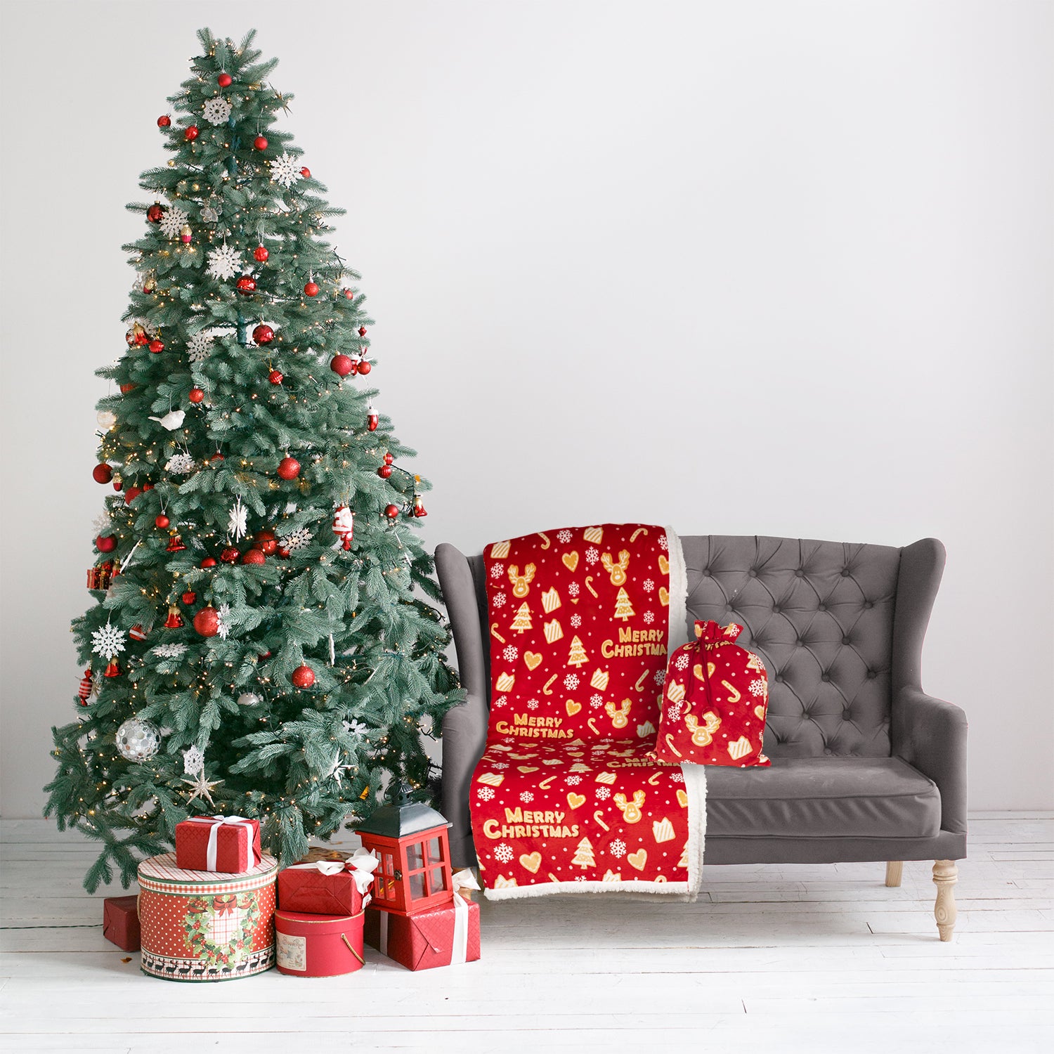 VESTIAMO CASA GRAN NATALE - Plaid Coperta Natalizia in pile con sacco 125x150 cm